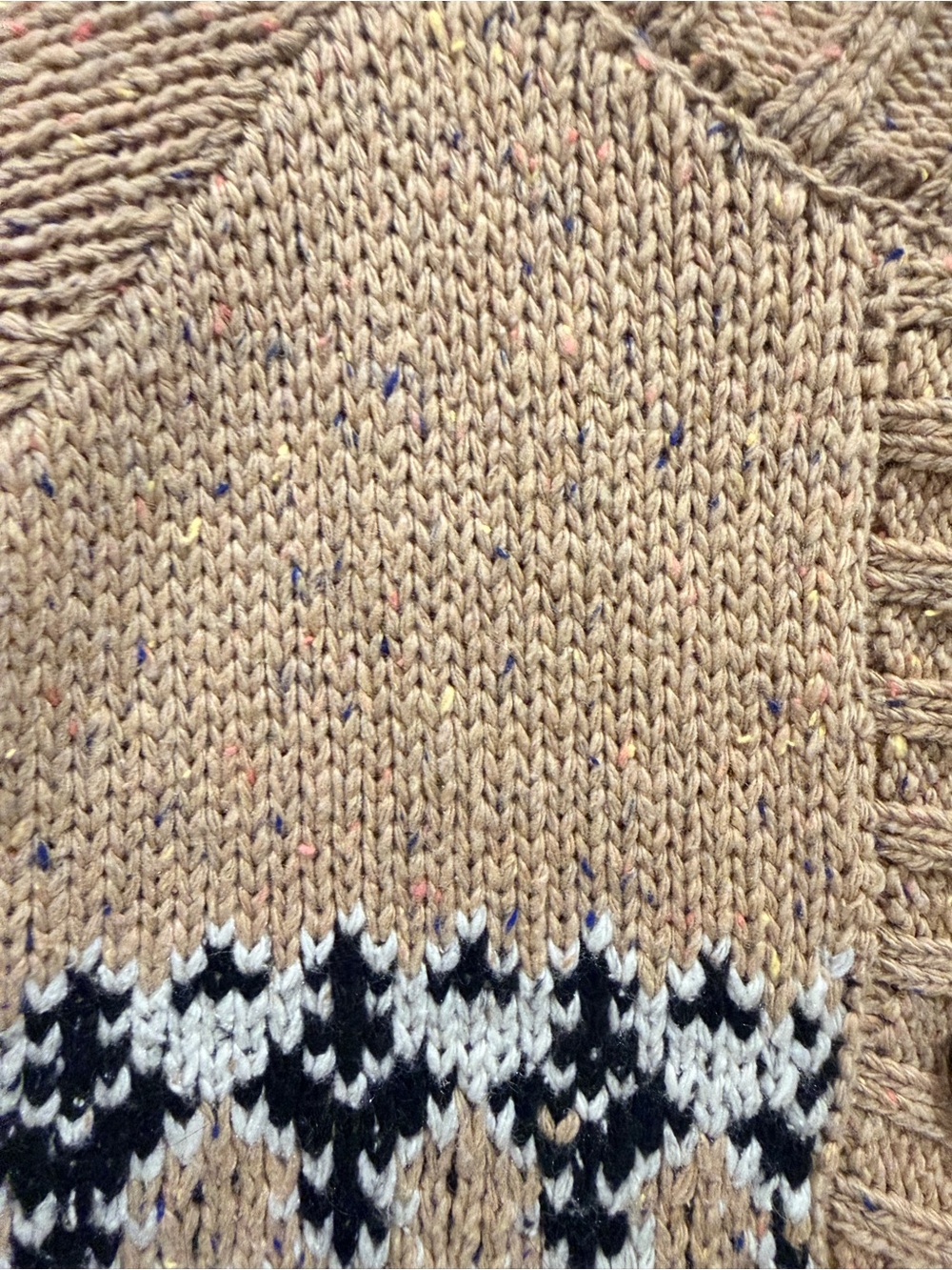 English Factory Tan Fair Isle Knit Cardigan Sweater - Picture 3 of 5